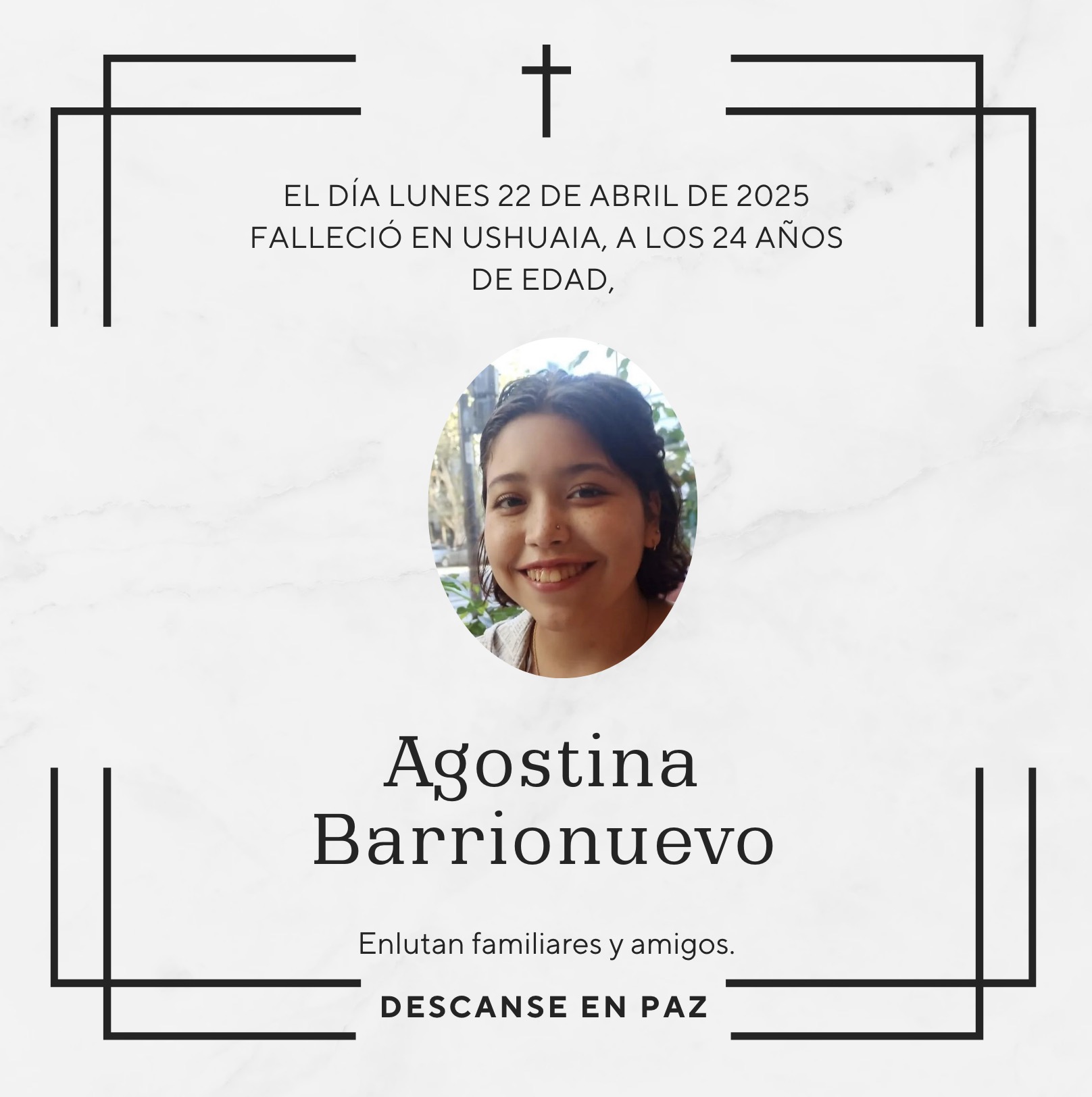 Fallecimiento | Agostina Barrionuevo